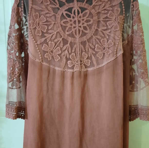 Woman's beautiful Camisole & Lace Duster set - Color: dusty rose - Size: XL - Picture 4 of 9